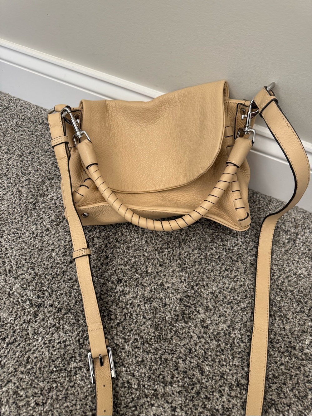 Aimee Kestenberg Pebbled Leather Shoulder Bag in Light Tan